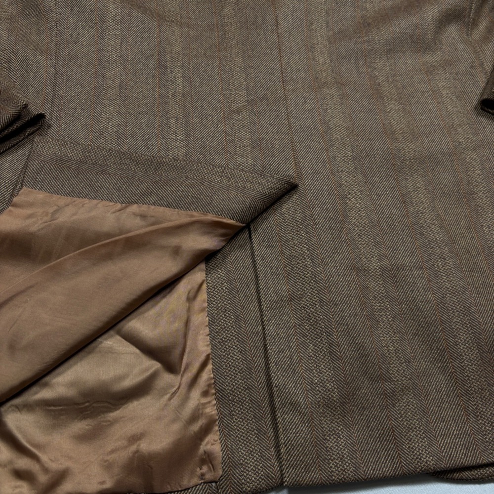 Brooks Brothers Saxon Sport Coat Men 43R Brown Herringbone Striped 2-Button USA - Picture 8 of 15